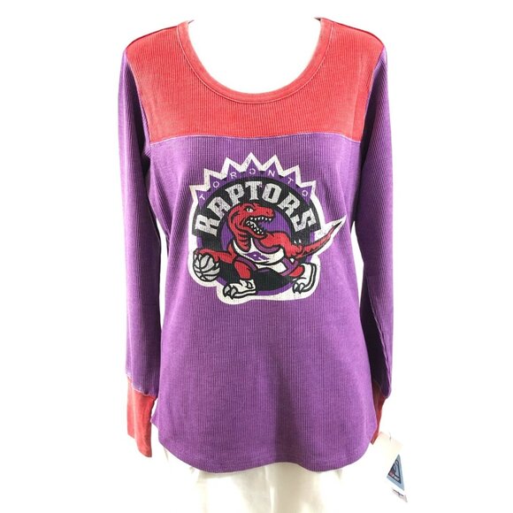 NBA Toronto Raptors Womens Thermal Top Throwback Retro Purple Red Size L - Picture 1 of 5